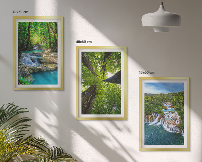 Set di quadri incorniciati Cascate foresta verde acqua