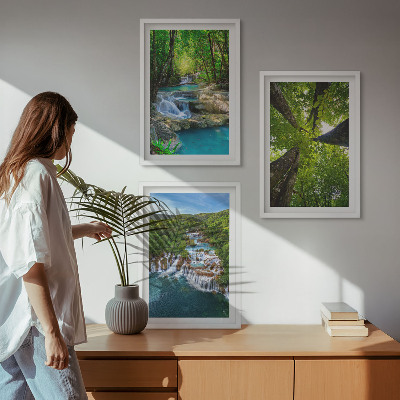 Set di quadri incorniciati Cascate foresta verde acqua