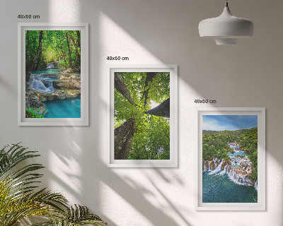 Set di quadri incorniciati Cascate foresta verde acqua