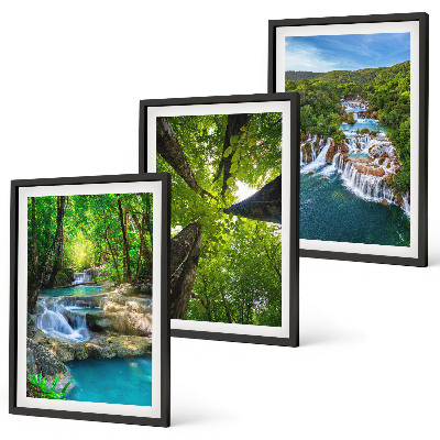 Set di quadri incorniciati Cascate foresta verde acqua