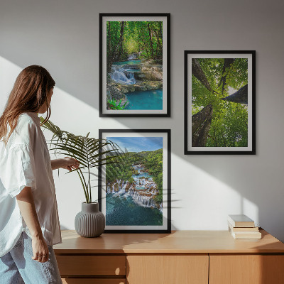 Set di quadri incorniciati Cascate foresta verde acqua