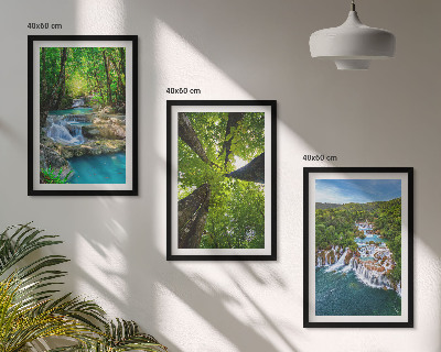 Set di quadri incorniciati Cascate foresta verde acqua