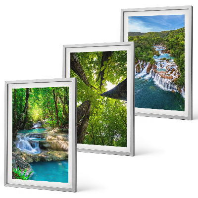 Set di quadri incorniciati Cascate foresta verde acqua