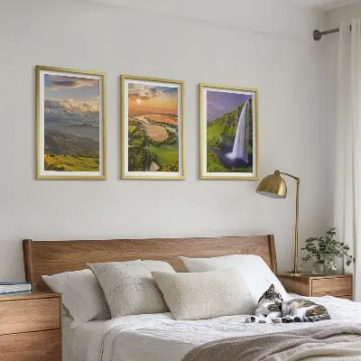 Set di quadri incorniciati con stampa di cascate e fiumi di montagna