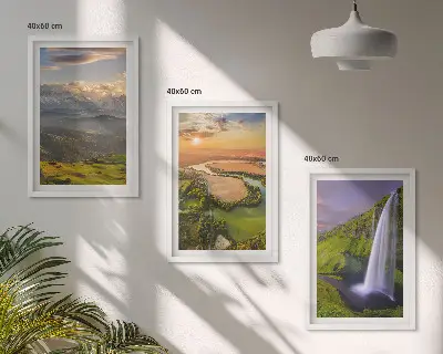 Set di quadri incorniciati con stampa di cascate e fiumi di montagna