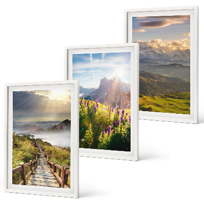 Set di quadri incorniciati Paesaggio montano con fiori