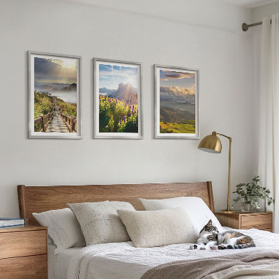 Set di quadri incorniciati Paesaggio montano con fiori