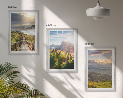 Set di quadri incorniciati Paesaggio montano con fiori