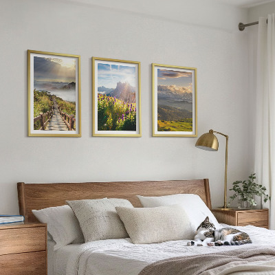 Set di quadri incorniciati Paesaggio montano con fiori