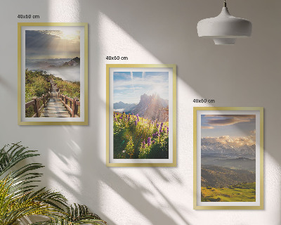 Set di quadri incorniciati Paesaggio montano con fiori