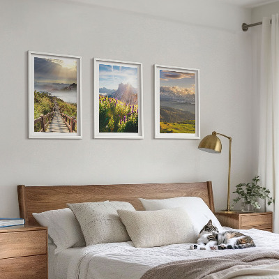 Set di quadri incorniciati Paesaggio montano con fiori