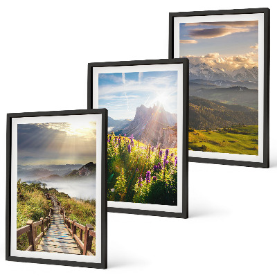 Set di quadri incorniciati Paesaggio montano con fiori
