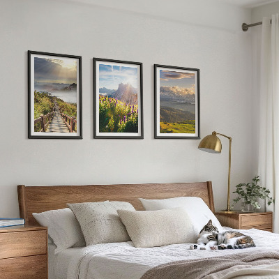 Set di quadri incorniciati Paesaggio montano con fiori