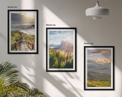 Set di quadri incorniciati Paesaggio montano con fiori