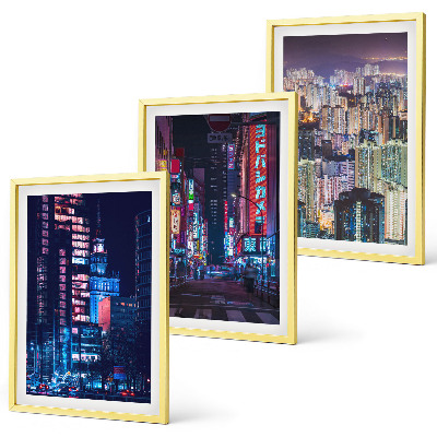 Set di 3 quadri Luci al neon della città notturna