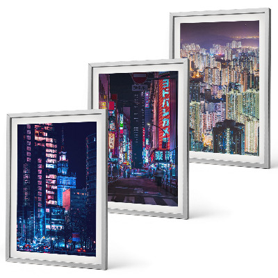 Set di 3 quadri Luci al neon della città notturna