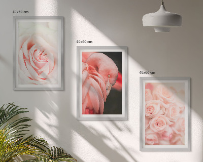 Set di quadri incorniciati fenicotteri rosa pastello delicatamente