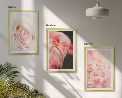 Set di quadri incorniciati con fenicotteri rosa pastello