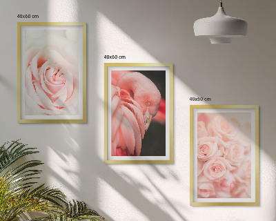 Set di quadri incorniciati fenicotteri rosa pastello delicatamente