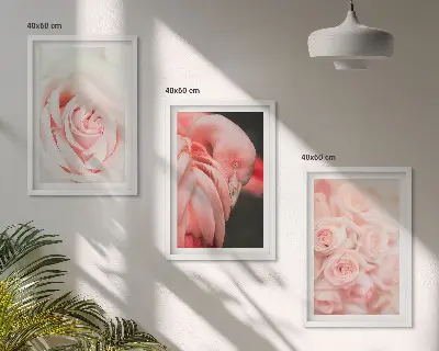 Set di quadri incorniciati con fenicotteri rosa pastello