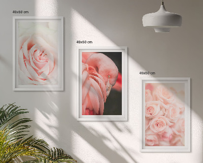 Set di quadri incorniciati fenicotteri rosa pastello delicatamente