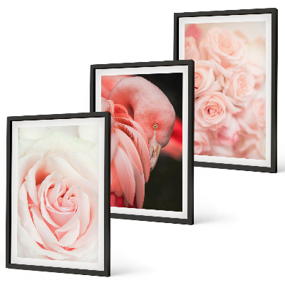 Set di quadri incorniciati fenicotteri rosa pastello delicatamente