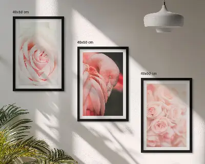 Set di quadri incorniciati con fenicotteri rosa pastello