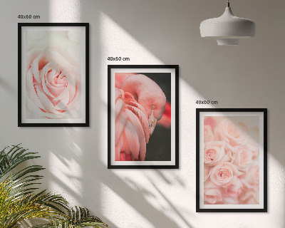Set di quadri incorniciati fenicotteri rosa pastello delicatamente