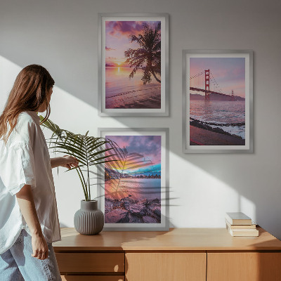 Composizione di quadri Paesaggio del ponte al tramonto