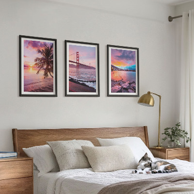 Composizione di quadri Paesaggio del ponte al tramonto