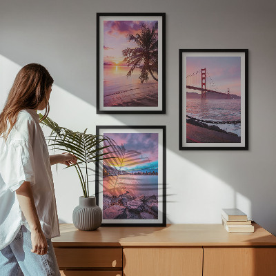 Composizione di quadri Paesaggio del ponte al tramonto