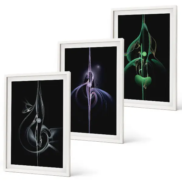 Set di quadri incorniciati con motivi astratti di colore nero