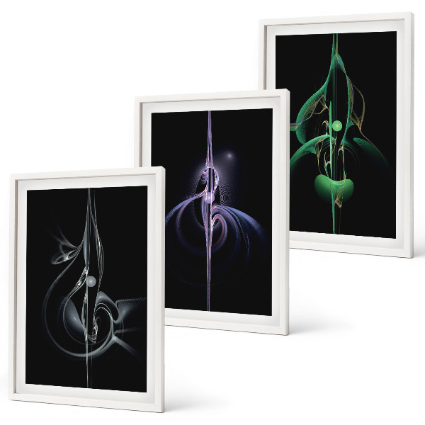 Set di quadri incorniciati Motivi astratti di colore nero