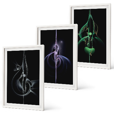 Set di quadri incorniciati Motivi astratti di colore nero