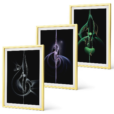 Set di quadri incorniciati Motivi astratti di colore nero