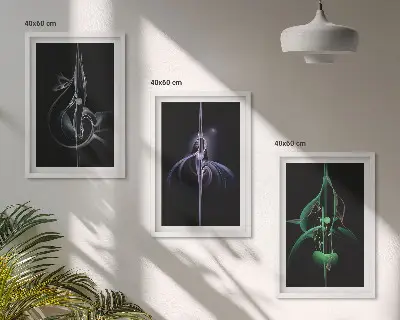 Set di quadri incorniciati con motivi astratti di colore nero