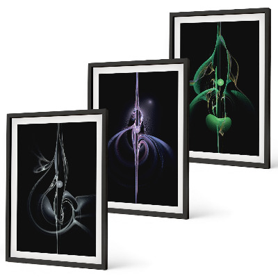 Set di quadri incorniciati Motivi astratti di colore nero