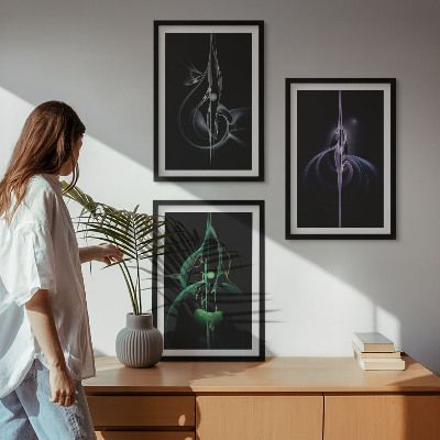 Set di quadri incorniciati Motivi astratti di colore nero