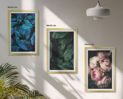 Set di 3 quadri Foglie, fiori, colori diversi