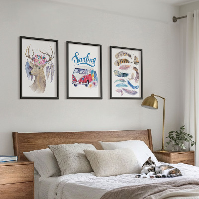 Set di 3 quadri Fiori di cervo dalle corna