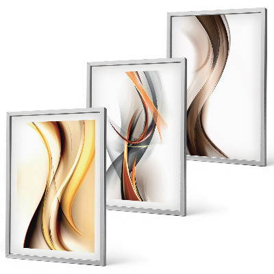 Set di quadri incorniciati Onde grigio-marrone gialle
