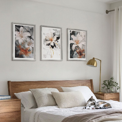 Set di quadri incorniciati Fiori marmo bianco nero
