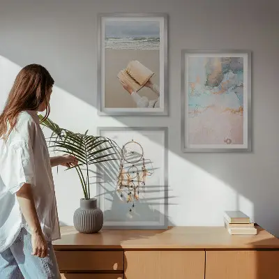 Set di quadri incorniciati con illustrazione astratta bohémien ispirata al mare