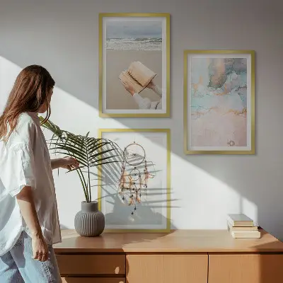 Set di quadri incorniciati con illustrazione astratta bohémien ispirata al mare