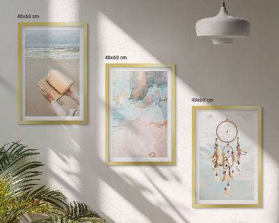 Set di quadri incorniciati Libro astratto bohémien sul mare