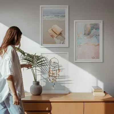 Set di quadri incorniciati con illustrazione astratta bohémien ispirata al mare