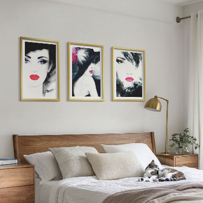 Set di 3 quadri Ritratti di donne con le labbra