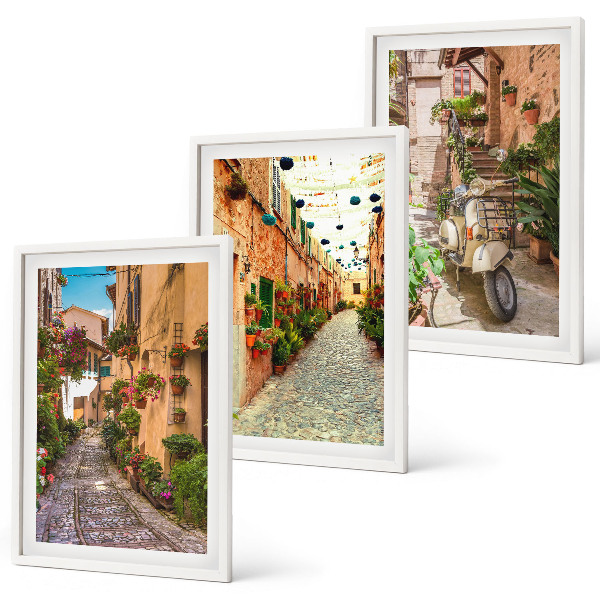 Composizione di quadri Strade, fiori, atmosfera italiana