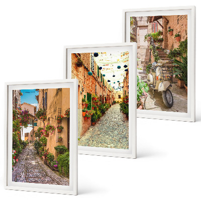 Composizione di quadri Strade, fiori, atmosfera italiana