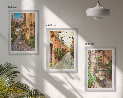 Composizione di quadri Strade, fiori, atmosfera italiana